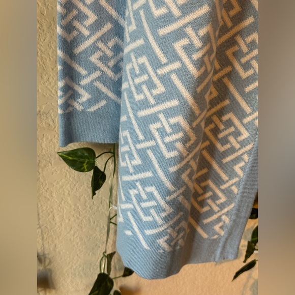 Vintage BFA Classics Cardigan Blue White Pattern Size L - Picture 3 of 6